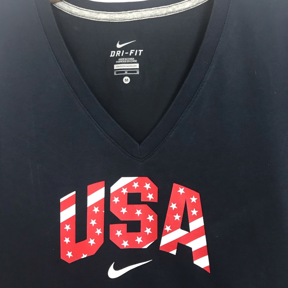 Nike USA Olympic v neck tee shirt patriotic flag - Picture 3 of 7